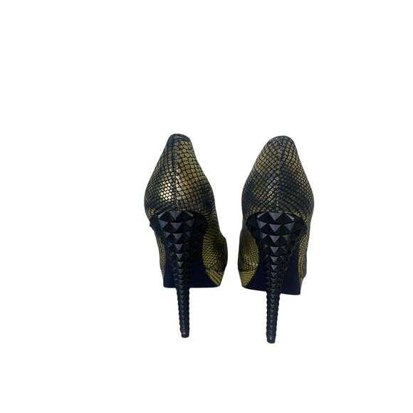 Rachel Roy Gold and Black Kimi Snakeskin Metallic Pumps Shoes Size 9.5 - Picture 5 of 11